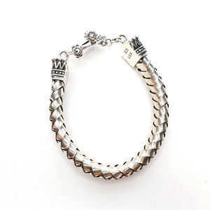 King Baby Studios Braided Bracelet With Crown Toggle Clasp Fine Silver .925